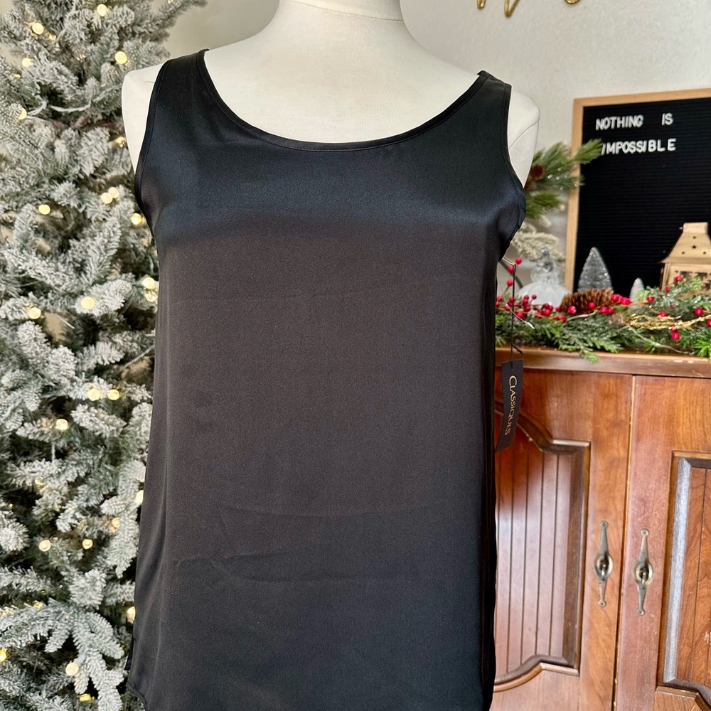 Classiques Black 100% Silk Sleeveless Blouse | Size 12 | NWT